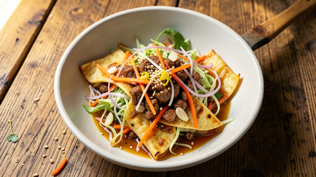 Skillet Egg Roll in a Bowl Recipe: Crispy Celery Crowns Over Savory Soy-Ginger Broth