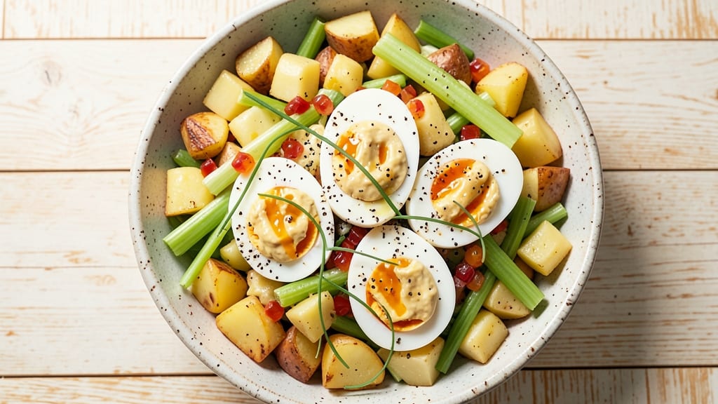 Southern Deviled Egg Potato Salad Recipe: Crunchy Celery Crowns Over Creamy Yolk Magic