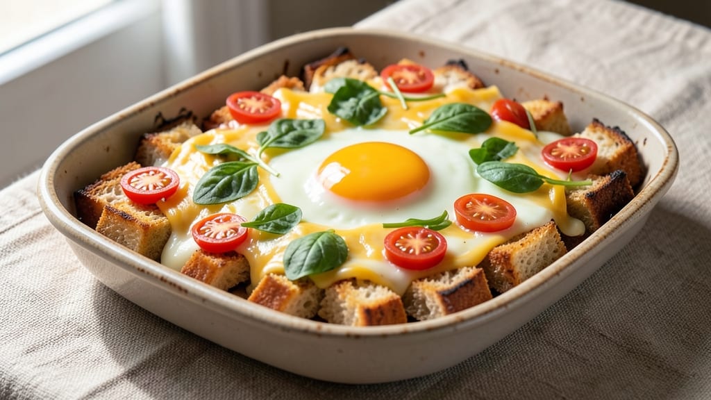 Vegetarian Egg Bake Recipe With Bread: Crispy Top, Creamy Base, One-Pan Magic