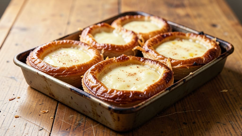 Traditional Portuguese Egg Tarts Recipe: Flaky Pastry Hugging Silky Custard
