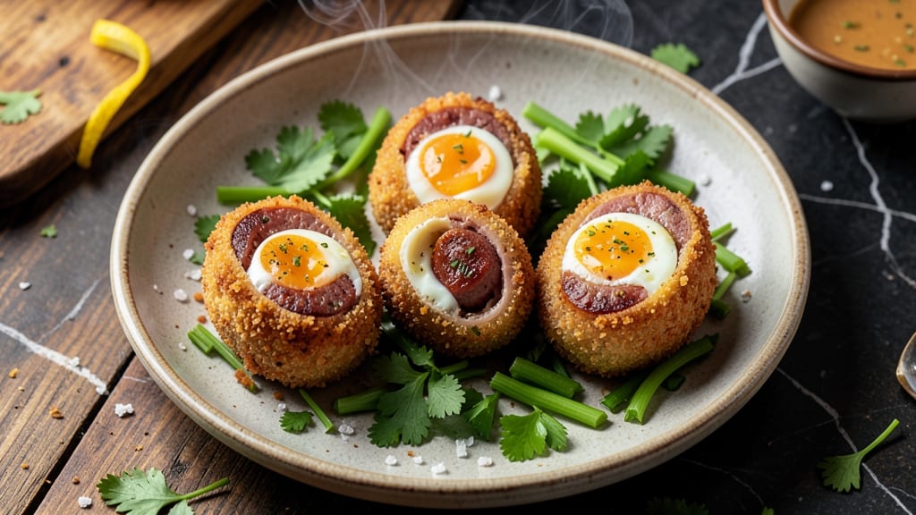 Smoked Scotch Eggs Recipe: Crispy Celery Crowns Over Smoky Yolk Magic