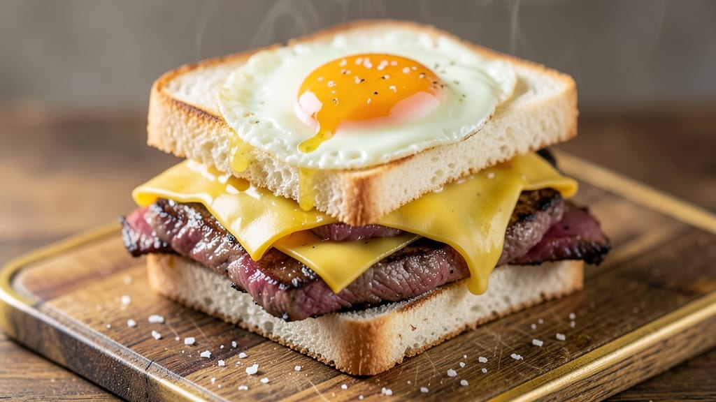 Steak Egg and Cheese Sandwich Recipe: Crispy Griddle Crunch With Runny Yolk Magic