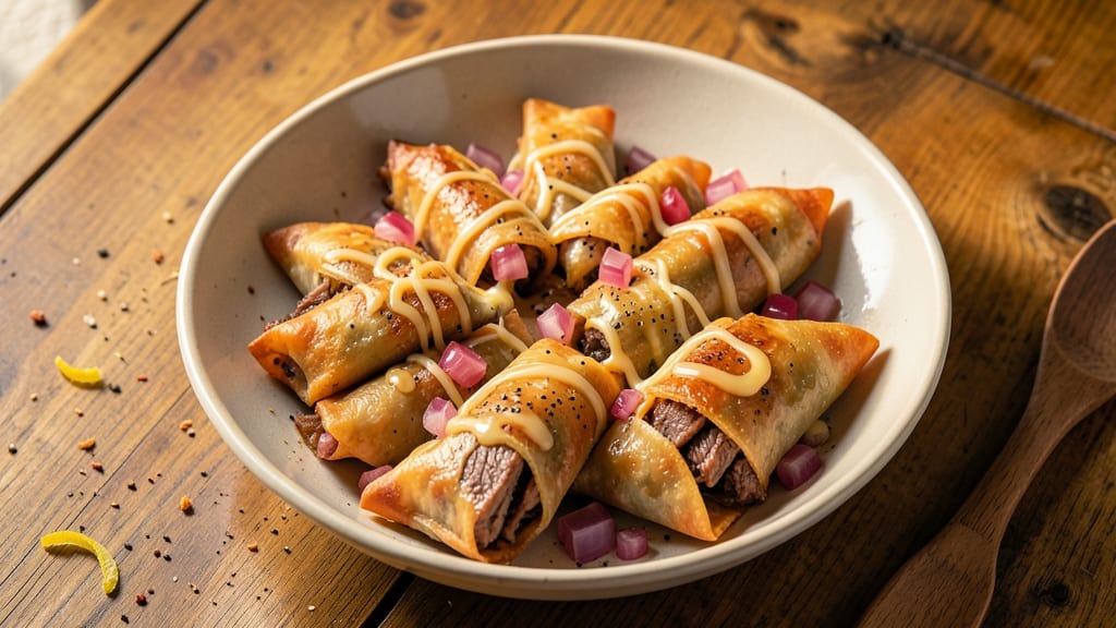 TGIFridays Philly Cheesesteak Egg Rolls Recipe: Crispy Tortilla Wraps With Melty Cheese and Smoky Beef