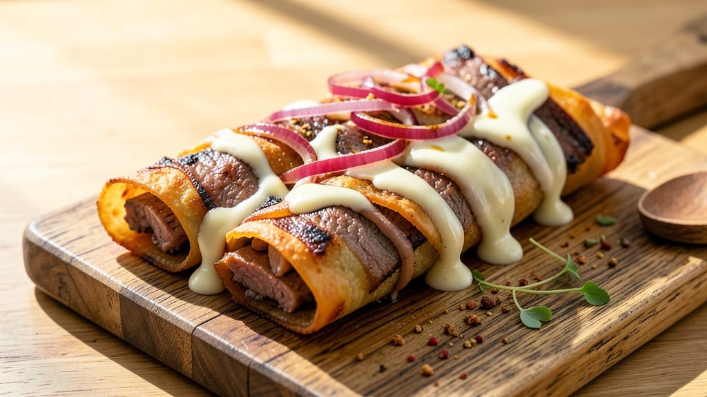 Sullivan's Philly Cheesesteak Egg Rolls Recipe: Breakfast Wraps With Caramelized Onion Crunch