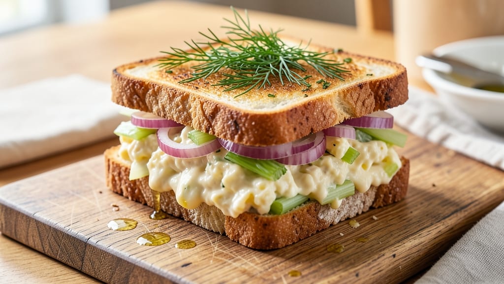 Single Egg Salad Sandwich Recipe: Crispy Celery Crowns Over Creamy Yolk Magic