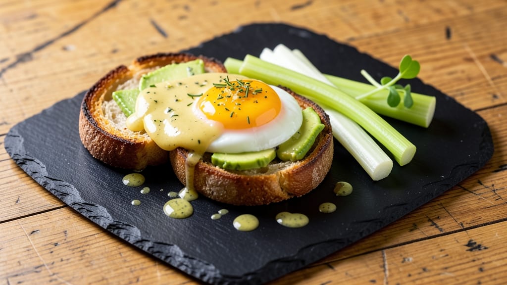St Benedict Eggs Recipe: Crispy Celery Crowns Over Poached Yolk Elegance