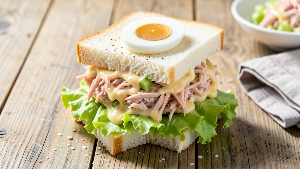 Simple Tuna, Mayo, and Egg Sandwich Recipe: Crunchy Celery Crowns Over Creamy Layers